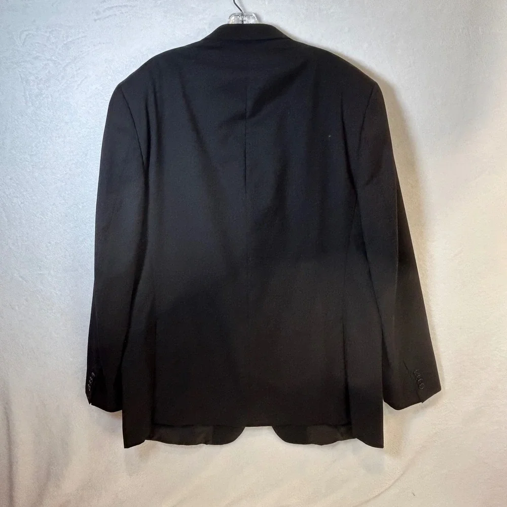Michael Kors Mens Black 100% Wool Two Button Blazer Jacket 48L